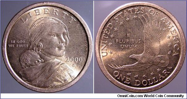 Dollar.

Denver mint. From circulation.                                                                                                                                                                                                                                                                                                                                                                                                                                                                           