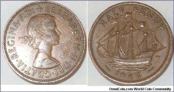 British half penny 1964