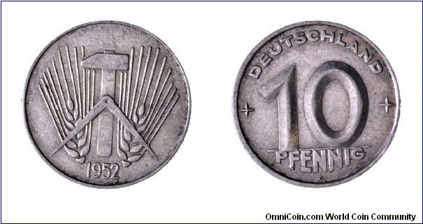 East Germany, 10 Pfennig, Aluminum