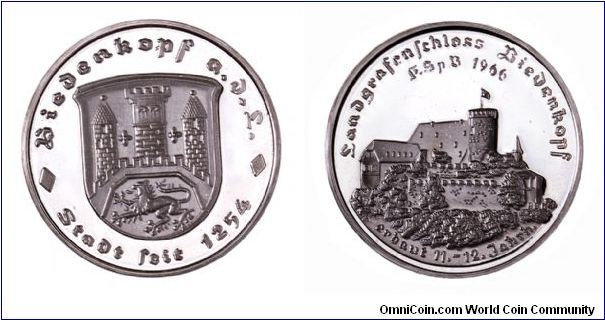 Silver bullion round from Biedenkopf, Germany.