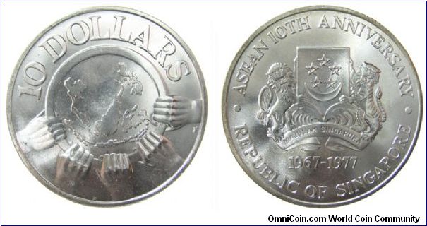 10 Dollar Asean 10th Anniversery Commemorative
.500 Silver