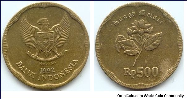 Indonesia, 500 rupiah 1992.
Jasmine.