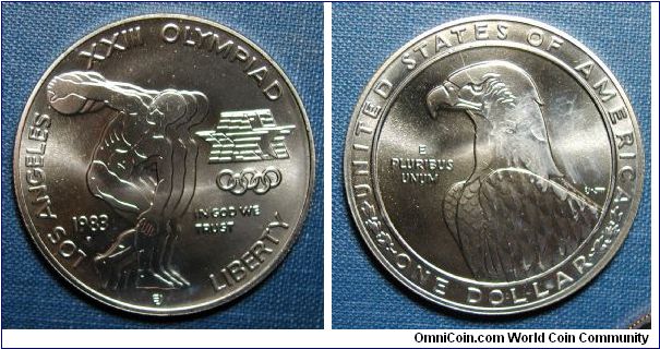 1983-P Olympic Discus Silver Dollar