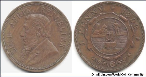 For the copper lovers, here's a nice example of the Z.A.R. 1893 penny.