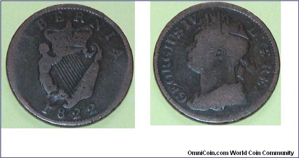 Half Penny. Issued for Ireland. George IV