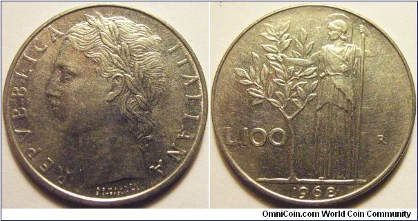 Italy 1968 100 lira. SOLD! 20c