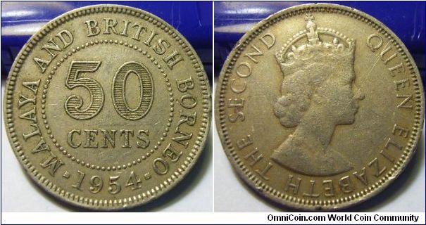 Malaya 1954 50 cents. 50 cents.