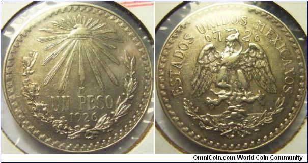 Mexico 1926 1 peso. VF. SOLD! $7.50
