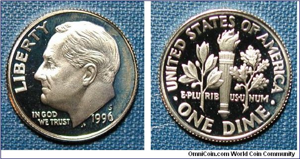 1996-S Roosevelt Dime Silver Proof