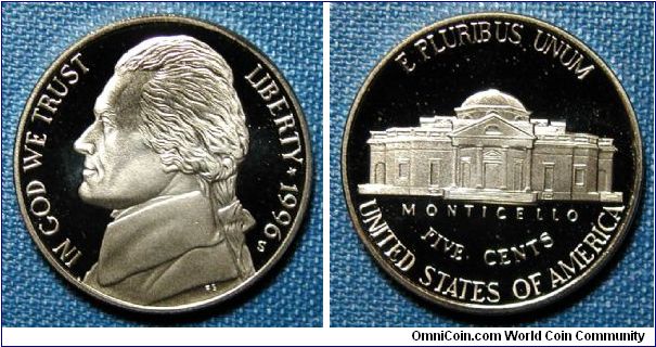 1996-S Jefferson Nickel Proof