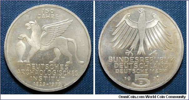 1979-J Germany 5 Marks, 150th Anniversary of the German Archaeological Institute.