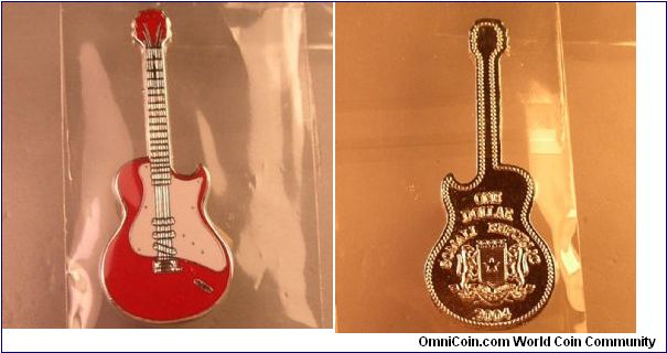 RED & WHITE STRATOCASTER GUITAR ONE DOLLAR COIN