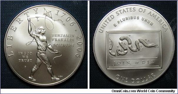 2006-P Benjamin Franklin Scientist Silver Dollar