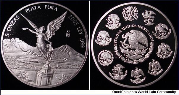 2005 Five oz Proof Silver Mexican Libertad

  *****SOLD*****