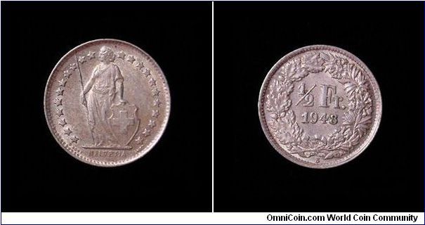 1971-B Switzerland 1/2 Franc