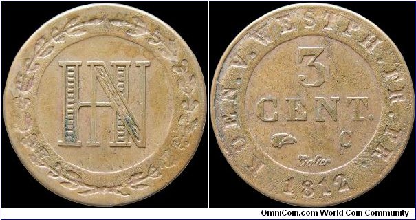 3 Centimes, Westphalia.                                                                                                                                                                                                                                                                                                                                                                                                                                                                                             