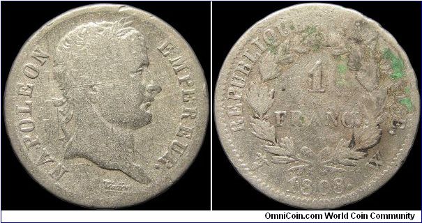 1 Franc, Lille mint.

The green spots really are that bad and appear to be a bad lacqer job rather than PVC damage.                                                                                                                                                                                                                                                                                                                                                                                               
