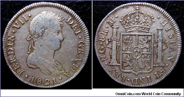 1821 8 Reales Guatemala Pillar Dollar. A rare date to find with Perfect AU Conditions.