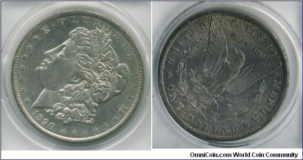 1890-O SILVER DOLLAR

Mintage:
Circulation strikes: 10,701,100

Designer: George T. Morgan
Diameter: 38.1 millimeters

Metal Content:
Silver - 90%
Copper - 10%

Weight: 26.73 grams

Edge: Reeded

Mintmark: O (for New Orleans) beneath the bow on the reverse