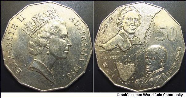 Australia 1998 50 cents. Commeorating the 200th Annivesary of the Discovery of the Bass Straits.