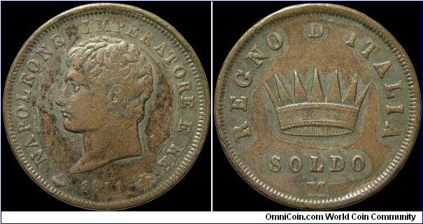 Soldo, Napoleonic Kingdom of Italy.

Milan mint, quite common.                                                                                                                                                                                                                                                                                                                                                                                                                                                    