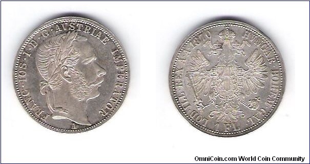1870A KM#2221 Y#533
Franz Joseph 
.900 Silver/.3577