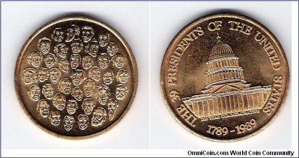 USA Medal 39 Presidents Of the United States, Gold Layered  do not know the Company of Mint