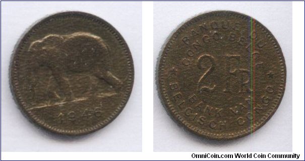 Belgien Congo, 2 francs, 1946