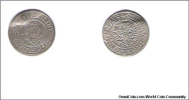 From Danzig      1 Solidus (schilling or szelag)
(civitas gedanesis)
king stephan of bathory ruled 1575-1586 this coin was minetd from 1578-1586
this one is my second one  INfo provided By SAP- Coin Community FOrum