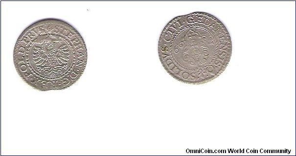 From Danzig      1 Solidus (schilling or szelag)
(civitas gedanesis)
king stephan of bathory ruled 1575-1586 this coin was minetd from 1578-1586
this one is coin one