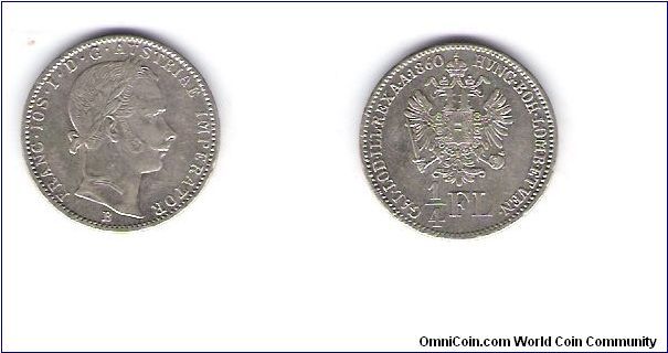 1/4 Florin 1860(B)
KM#2214