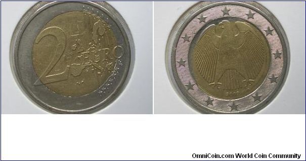 2002 2 euro center off center notin correct place,germany