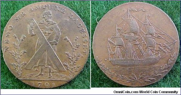 An Edinburgh half penny (St Andrews/ ship). Private token