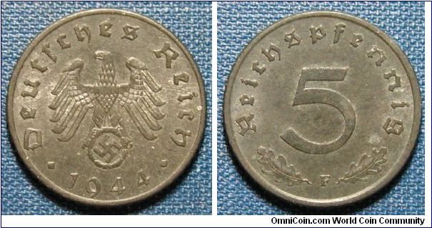 1944-F Germany (Third Reich)5 Reichspfennig