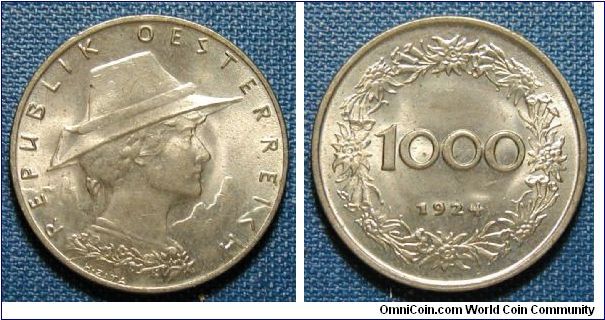 1924 Austria 1000 Kronen