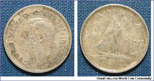 1942 Canada 10 Cents