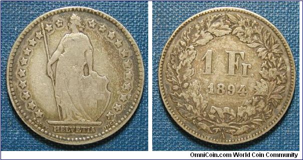 1894 Switzerland 1 Franc