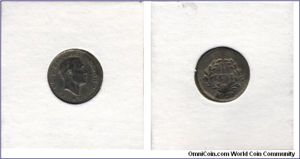 One Cent. Used in Sarawak during the 100 years White Rajah's Era. Potrait of Charles Vernier Brooke, the 3rd Rajah of Sarawak.