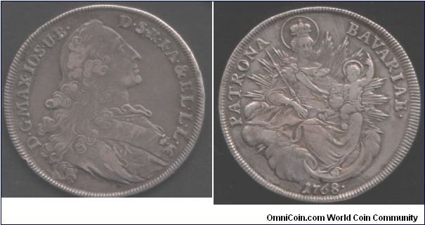 Another Bavarian `Madonna and child' thaler. Different bust type KM244 obv with 234.2 rev.