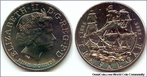 Great Britain, 5 pounds 2005.
200th Anniversary - Battle of Trafalgar.