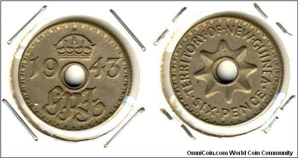 New Guinea 6 pence 1943
