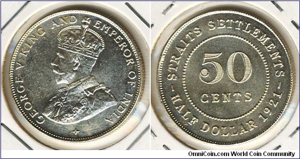 Straits Settlements 50 cents 1921
