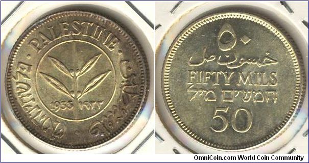 Palestine 50 mils 1933