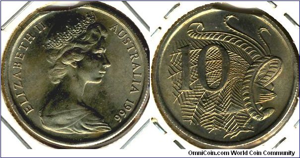 Australia 10 cents 1966 - clip error