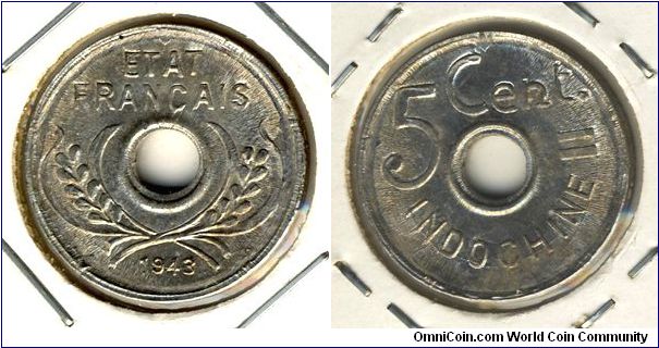 French Indo-China 5 centimes 1943