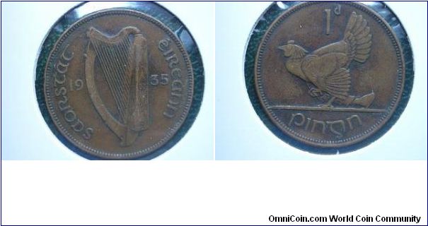 1935 penny ireland hen and chick
