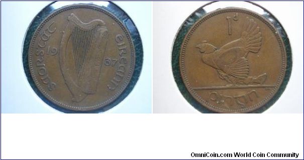 1937 penny ireland hen and chick