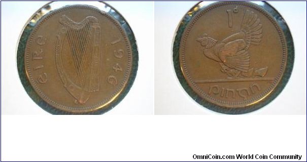 1946 penny ireland hen and chick