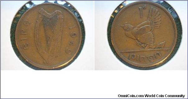 1949 penny ireland hen and chick