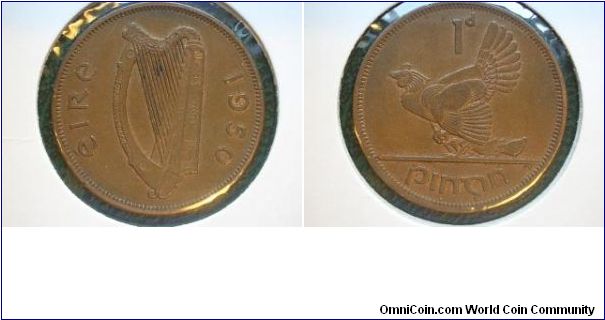 1950 penny ireland hen and chick